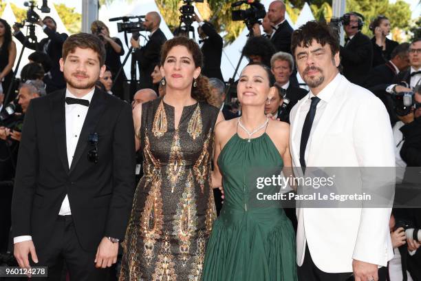 Un Certain Regard jury members Kantemir Balagov, Annemarie Jacir, Un Certain Regard president Benicio Del Toroo with jury member Virginie Ledoyen...