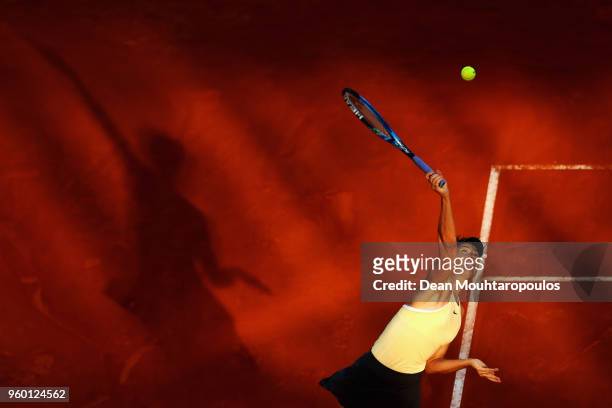 Maria Sharapova of Russia serves in her semi final match against Simona Halep of Romania during day 7 of the Internazionali BNL d'Italia 2018 tennis...