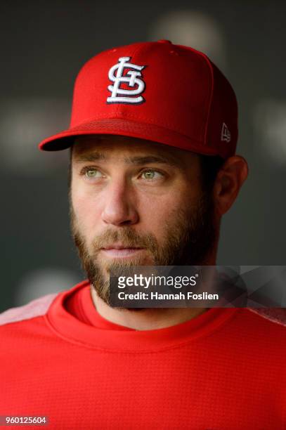 Greg Holland of the St. Louis Cardinals looks on before the game against the Minnesota Twins during the interleague game on May 15, 2018 at Target...