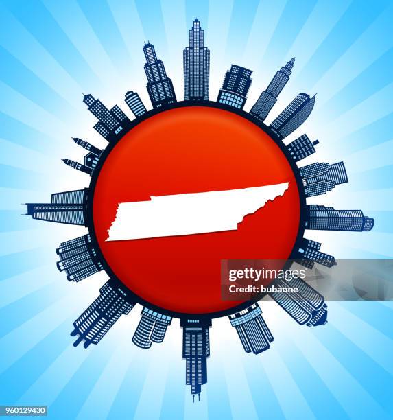 tennessee state map on republican red city skyline background - tennessee skyline stock illustrations