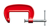 Red G clamp on white background