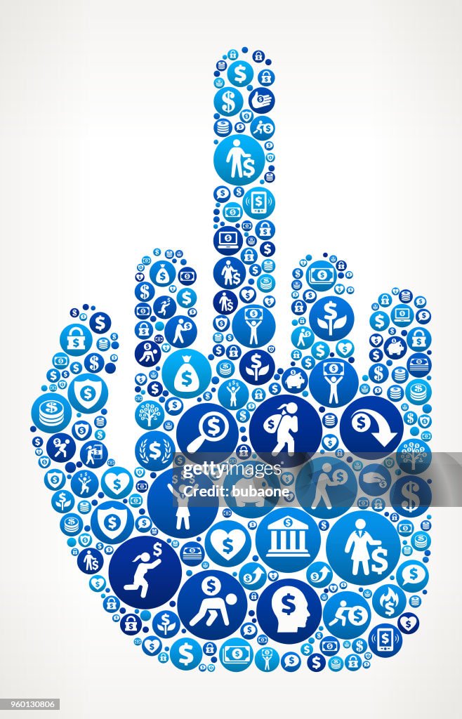 Mittelfinger Hand Geld blaues Symbol Muster Hintergrund