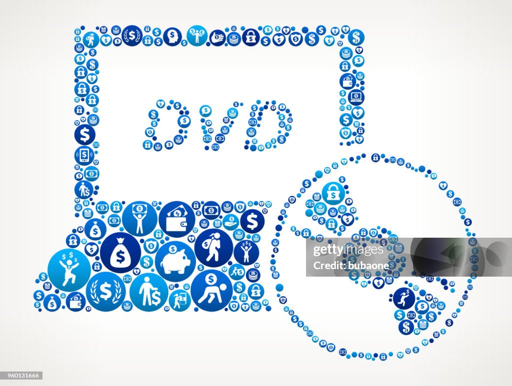 DVD Laptop  Money Blue Icon Pattern Background