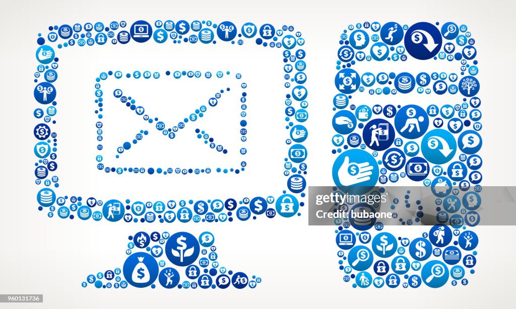 Desktop Mail geld blauwe pictogram patroon achtergrond