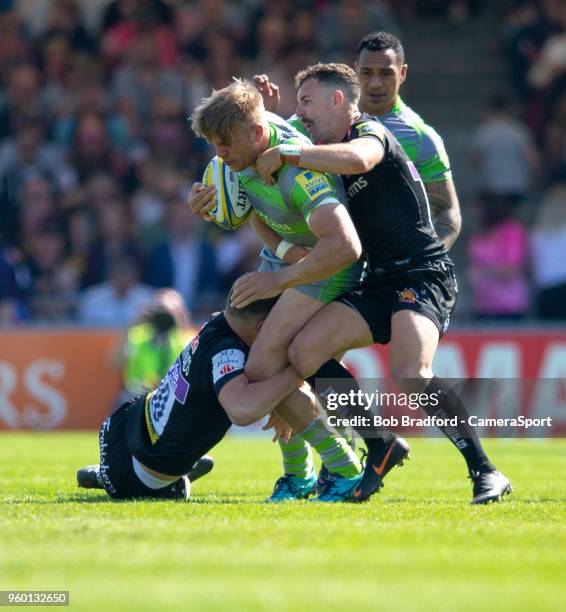 Newcastle Falcons' Chris Harris in action during todays match during the Aviva Premiership Semi Final between Exeter Chiefs and Newcastle Falcons at...