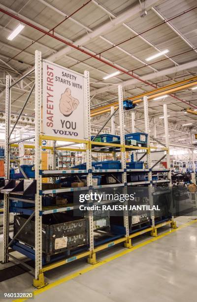 General view of the Volvo Automobile factory plant in Durban on May 19, 2018. - The Volvo Group Southern African Youth Employment Initiative which is...