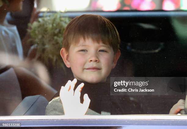 Pageboy Jasper Dyer arrives at the wedding of Prince Harry to Ms Meghan Markle at St George's Chapel, Windsor Castle on May 19, 2018 in Windsor,...