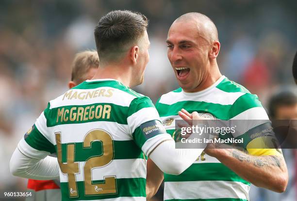 Scott Brown of Celtic reacts at full time during the Scottish Cup Final between Celtic and Motherwell at Hampden Park on May 19, 2018 in Glasgow,...