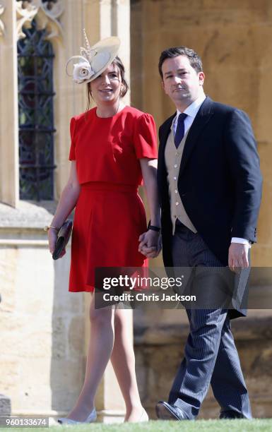 Rebecca Deacon and Gibraltarian footballer, Adam Priestley arrive at the wedding of Prince Harry to Ms Meghan Markle at St George's Chapel, Windsor...