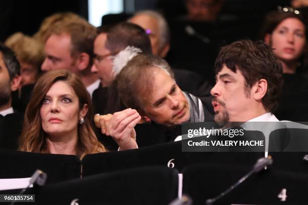 French actress Chiara Mastroianni and US-Puerto Rican actor and President of the Un Certain Regard jury Benicio Del Toro attend on May 19, 2018 the...