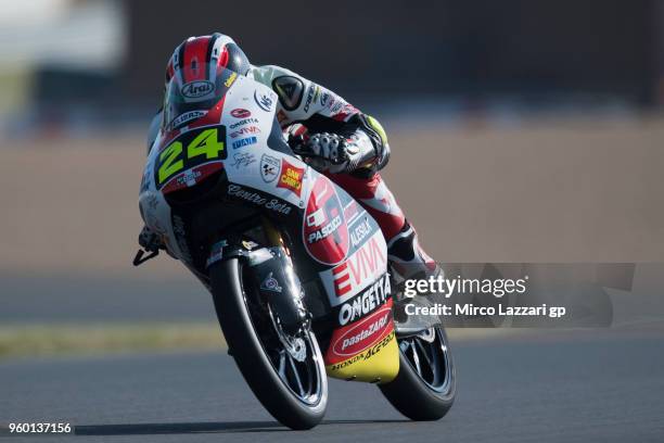 Tatsuki Suzuki of Italy and Sic 58 Squadra Corse heads down a straight during the qualifying practice during the MotoGp of France - Qualifying on May...