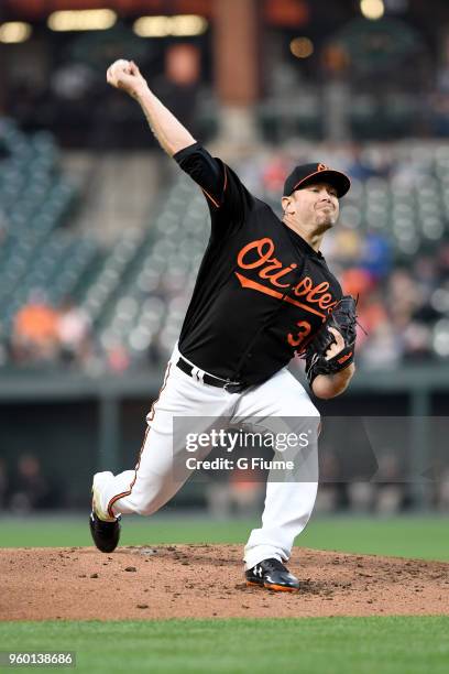 Chris Tillman of the Baltimore Orioles pitches against the Detroit Tigers at Oriole Park at Camden Yards on April 27, 2018 in Baltimore, Maryland.