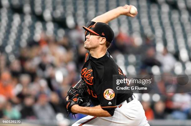 Chris Tillman of the Baltimore Orioles pitches against the Detroit Tigers at Oriole Park at Camden Yards on April 27, 2018 in Baltimore, Maryland.