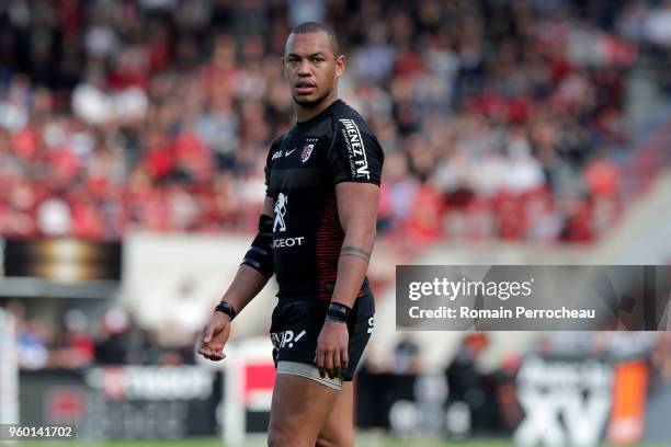 Gael Fickou of Toulouse looks on during the French Top 14 match between Stade Toulousain and Castres at Stade Ernest Wallon on May 19, 2018 in...