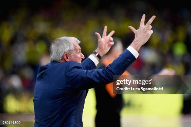 Zeljko Obradovic, Head Coach of Fenerbahce Dogus Istanbul during the 2018 Turkish Airlines EuroLeague F4 Semifinal B game between Fenerbahce Dogus...