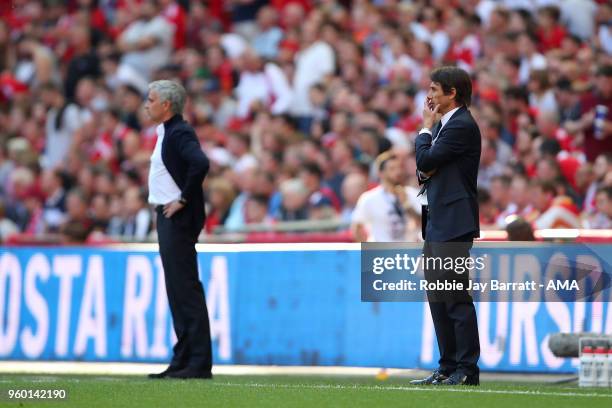 Chelsea Head Coach / Manager Antonio Conte reacts during the Emirates FA Cup Final between Chelsea and Manchester United at Wembley Stadium on May...