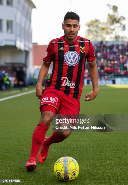 Hosam Aiesh of Ostersunds FK during the Allsvenskan match between GIF Sundsvall and Ostersunds FK at Idrottsparken on May 19, 2018 in Sundsvall,...