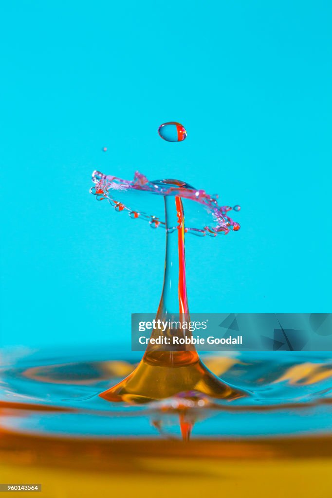 Water Drip On a blue backdrop