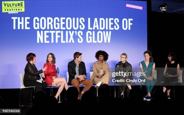 Jan Chaney, Alison Brie, Chris Lowell, Sydelle Noel, Gayle Rankin, Liz Flahive and Carly Mensch speak onstage during Vulture Festival presented by...