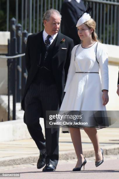 David Armstrong-Jones, 2nd Earl of Snowdon and daughter Lady Margarita Armstrong-Jones attend the wedding of Prince Harry to Ms Meghan Markle at St...
