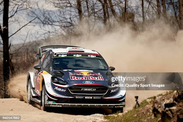 Elfyn Evans of Great Britain and Daniel Barritt of Great Britain compete in their M-Sport FORD WRT Ford Fiesta WRC during day three of World Rally...