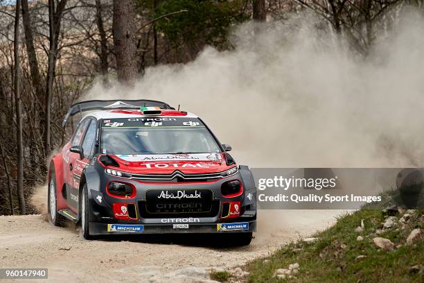 Craig Breen of Ireland and Scott Martin of Great Britain compete in their Citroen Total Ab Dhabi WRT Citroen C3 WRC during day three of World Rally...