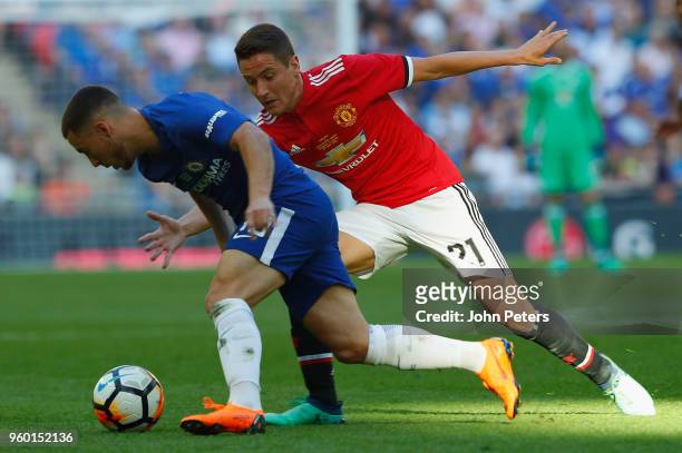 Ander Herrera of Manchester United in action with Eden Hazard of Chelsea during the Emirates FA Cup Final match between Manchester United and Chelsea...