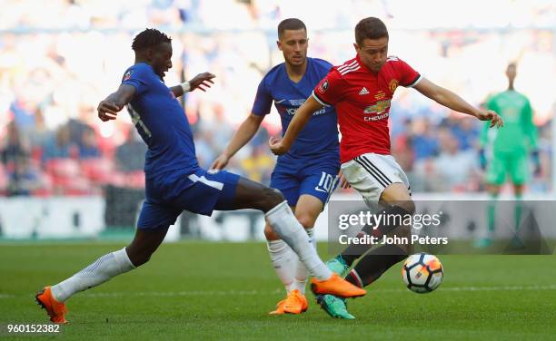 Ander Herrera of Manchester United in action with Tiemoue Bakayoko of Chelsea during the Emirates FA Cup Final match between Manchester United and...