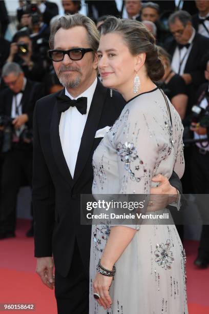 Gary Oldman and Gisele Schmidt attend the screening of Closing Ceremony & "The Man Who Killed Don Quixote" during the 71st annual Cannes Film...