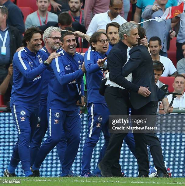 Manager Jose Mourinho of Manchester United congratules Manager Antonio Conte of Chelsea after the Emirates FA Cup Final match between Manchester...