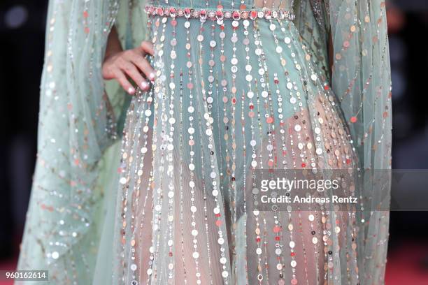 Lara Leito, fashion detail, attends the Closing Ceremony & screening of "The Man Who Killed Don Quixote" during the 71st annual Cannes Film Festival...