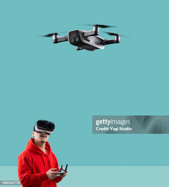 flying drone with a pilot - pilot simulator stock pictures, royalty-free photos & images