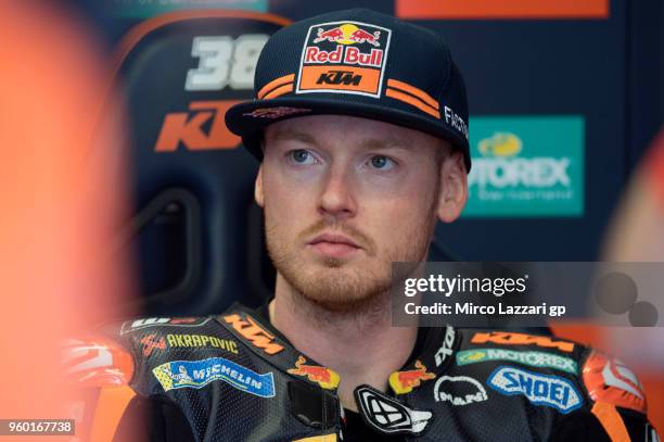 Bradley Smith of Great Britain and Red Bull KTM Factory Racing looks on in box during the qualifying practice during the MotoGp of France -...