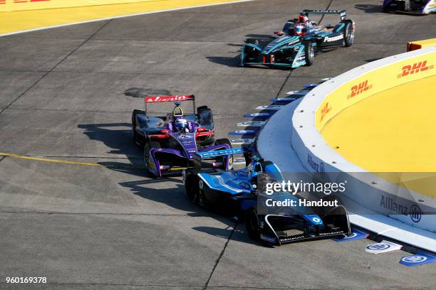 In this handout provided by FIA Formula E, Sbastien Buemi , Renault e.Dams, Renault Z.E 17, leads Sam Bird , DS Virgin Racing, DS Virgin DSV-03, and...