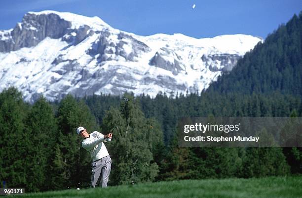 David Carter of England in action during the Omega European Masters held at the Crans-Sur-Sierre Golf Club, Switzerland. \ Mandatory Credit: Stephen...