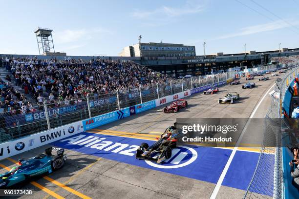 In this handout provided by FIA Formula E, Oliver Turvey , NIO Formula E Team, NextEV NIO Sport 003, leads Jean-Eric Vergne , TECHEETAH, Renault Z.E....