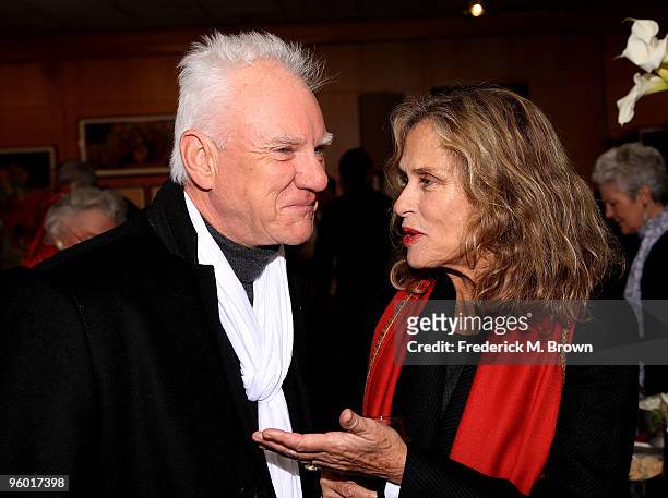 Actor Malcolm McDowell and actress Lauren Hutton attend the Academy of Motion Picture Arts and Sciences' Opening Reception for their Winter Exhibit...
