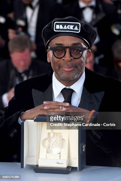 Director Spike Lee poses with the Grand Prix award for 'BlacKkKlansman' at the Palme D'Or Winner Photocall during the 71st annual Cannes Film...