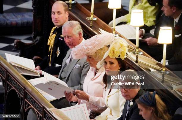 The Duke of Cambridge, The Prince of Wales, the Duchess of Cornwall, the Duchess of Cambridge, the Duke of York and Princess Beatrice at St Georges...