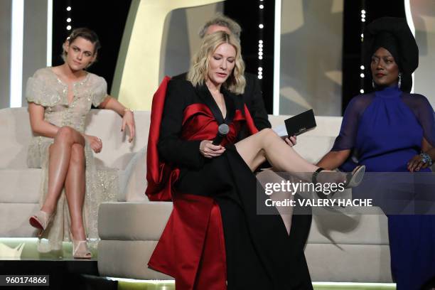 Actress and member of the Feature Film Jury Kristen Stewart , Australian actress and President of the Jury Cate Blanchett and Burundian singer and...