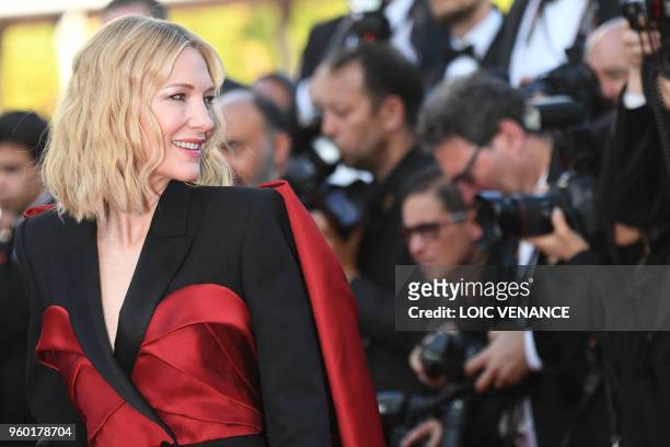 Australian actress and President of the Jury Cate Blanchett poses as she arrives on May 19, 2018 for the closing ceremony and the screening of the...