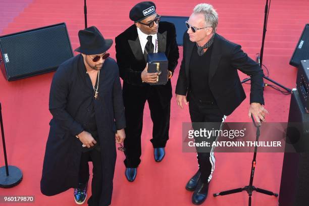 Director Spike Lee , holding the Grand Prix award he received for the film "BlacKkKlansman" stands next to British singer Sting and Jamaican singer...