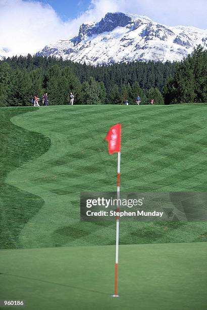 General view of the 12th hole during the Omega European Masters held at the Crans-Sur-Sierre Golf Club, Switzerland. \ Mandatory Credit: Stephen...