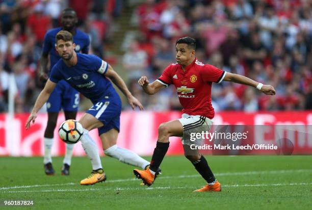 Alexis Sanchez of United during the Emirates FA Cup Final between Chelsea and Manchester United at Wembley Stadium on May 19, 2018 in London, England.