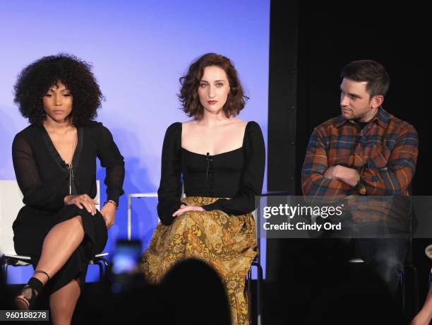 Jasmine Matthews, Eden Epstein, and Evan Jonigkeit speak on stage during Vulture Festival Presented By AT&T: DISH WITH THE CAST OF STARZS...