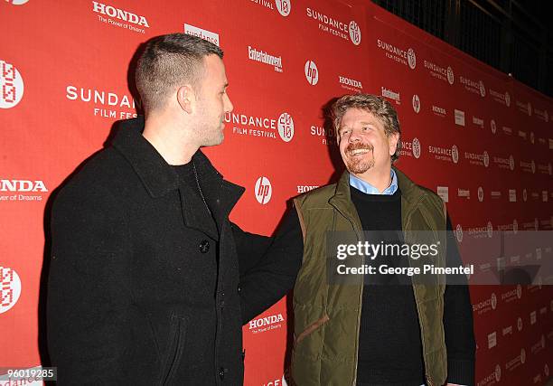 Actor Ben Affleck and Director John Wells attend the "The Company Men" Premiere at Eccles Center Theatre during the 2010 Sundance Film Festival on...