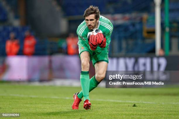 Julian Cuesta of Wisla Krakow in action during Lotto Ekstraklasa match between Wisla Krakow and Zaglebie Lubin on May 9, 2018 in Krakow, Poland.
