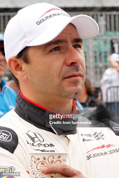 Indycar driver Oriol Servia of Scuderia Corsa w/RLLR during qualifications for the Indianapolis 500 on May 19 at the Indianapolis Motor Speedway in...