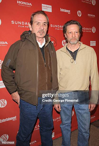 Actors Tommy Lee Jones and Chris Cooper attend the "The Company Men" Premiere at Eccles Center Theatre during the 2010 Sundance Film Festival on...