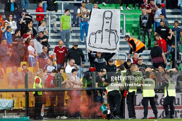 Supporters of Metz during the Ligue 1 match between Metz and FC Girondins de Bordeaux at on May 19, 2018 in Metz, .